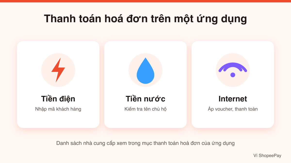 Thanh toán hoá đơn bằng ShopeePay: điện, nước, internet trên cùng một ứng dụng
